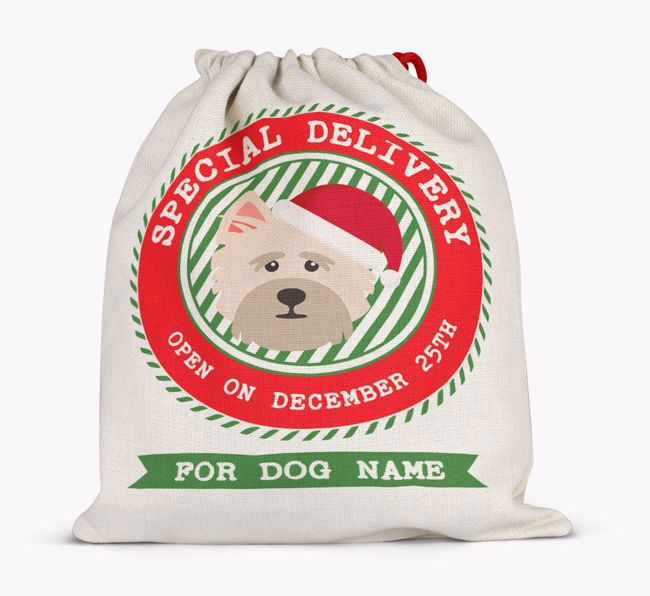 Special Delivery: Personalized {breedFullName} Santa Sack